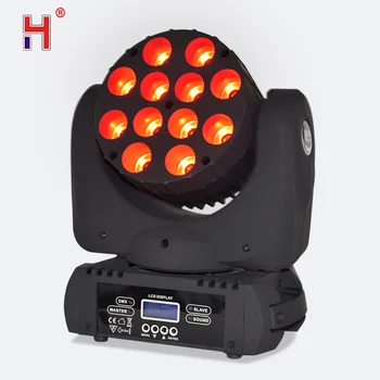 

LED moving head 12x12w rgbw 4in1 colors wash beam light advanced 9/16 channels dj disco party show lights for stage lighting