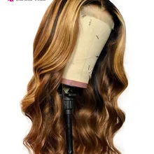 Carina бразильские парики из натуральных волос на кружеве 13*3 с детскими волосами предварительно сорванные для женщин remy волосы покраска методом Омбре волнистый парик