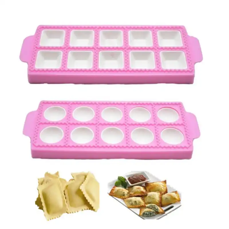 Ravioli Maker Mold DIY Italian Raviolis Mold Plastic Dumplings Ravioli Tray and Press Practical Ravioli cutter Round