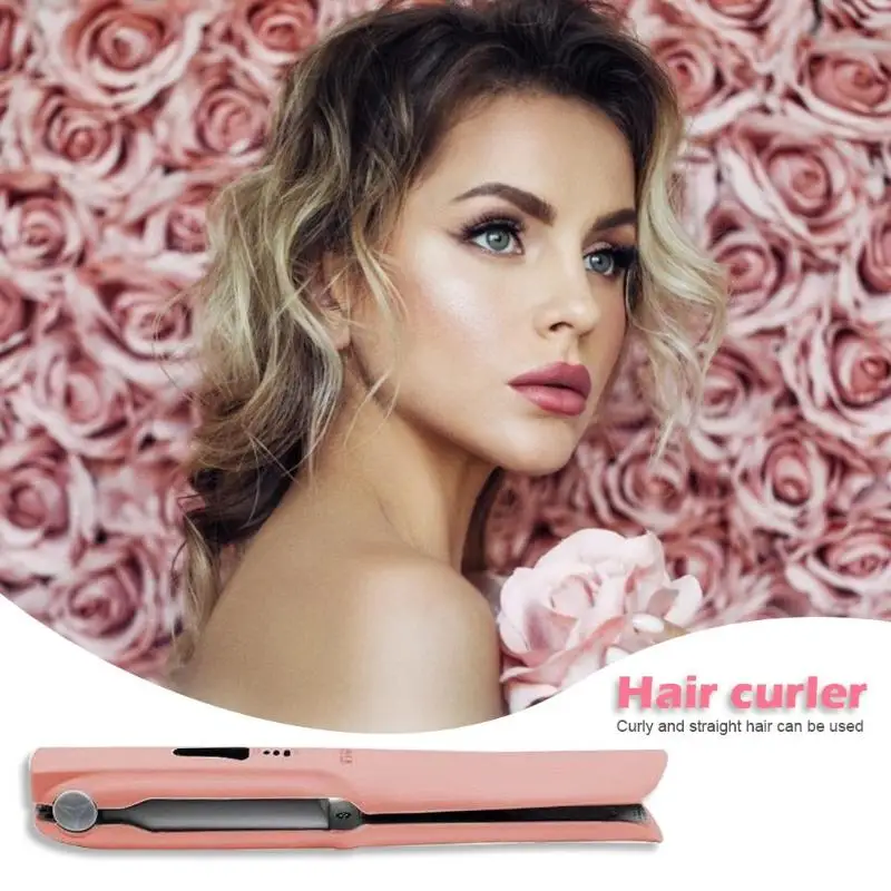 Dual Purpose Hair Straightener Curler Flat Board USB Charging Portable Tool