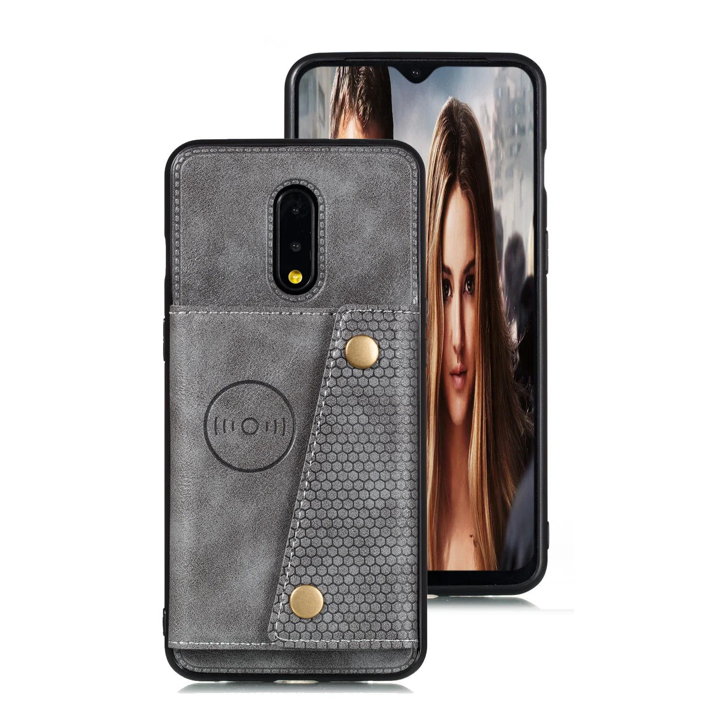 Серый Чехол для телефона с отделением для карт для Oneplus 7t 7 T Pro Global One Plus 7 7t Pro Чехол из искусственной кожи с магнитной подставкой и силиконовой рамкой - Цвет: Серый