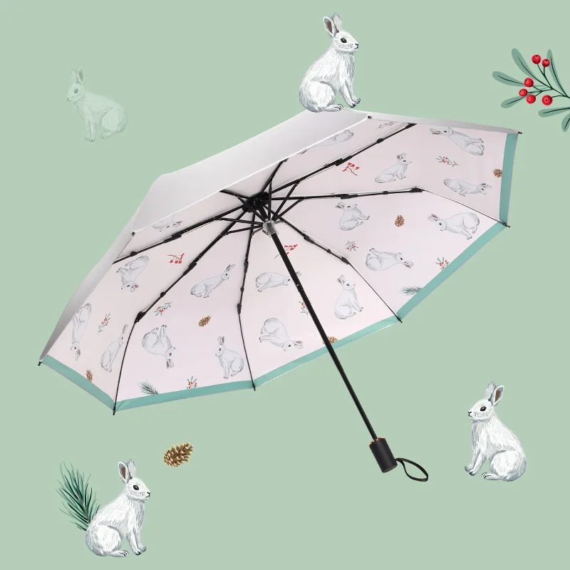 New Full-automatic Sunny Umbrella Dual-use Female Cute Small Portable Folding Sunshade Sunscreen Anti-ultraviolet Sun | Дом и сад