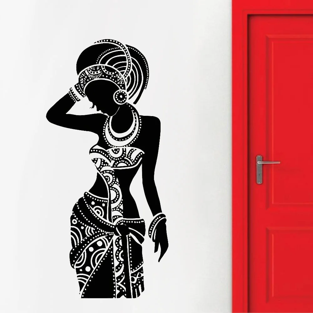 African Woman Wall Stickers Africa Ethnic Silhouette Vinyl Wall Decal