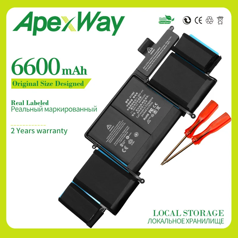 Apexway 6600 мАч 11,36 в Аккумулятор для ноутбука A1582 для Apple MacBook Pro 1" retina A1502 год с инструментами