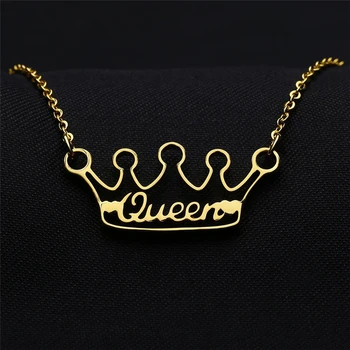 

Customize Personalized Name Crown Necklace Custom Names Pendant Stainless Steel Necklaces Jewelry