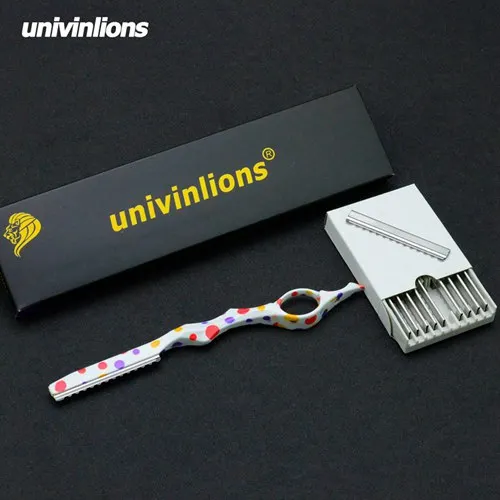 Univinlions Профессиональные Парикмахерские филировочные бритвенные прямые Парикмахерская бритва палка салонный нож для стрижки волос ножницы - Цвет: B-9-G