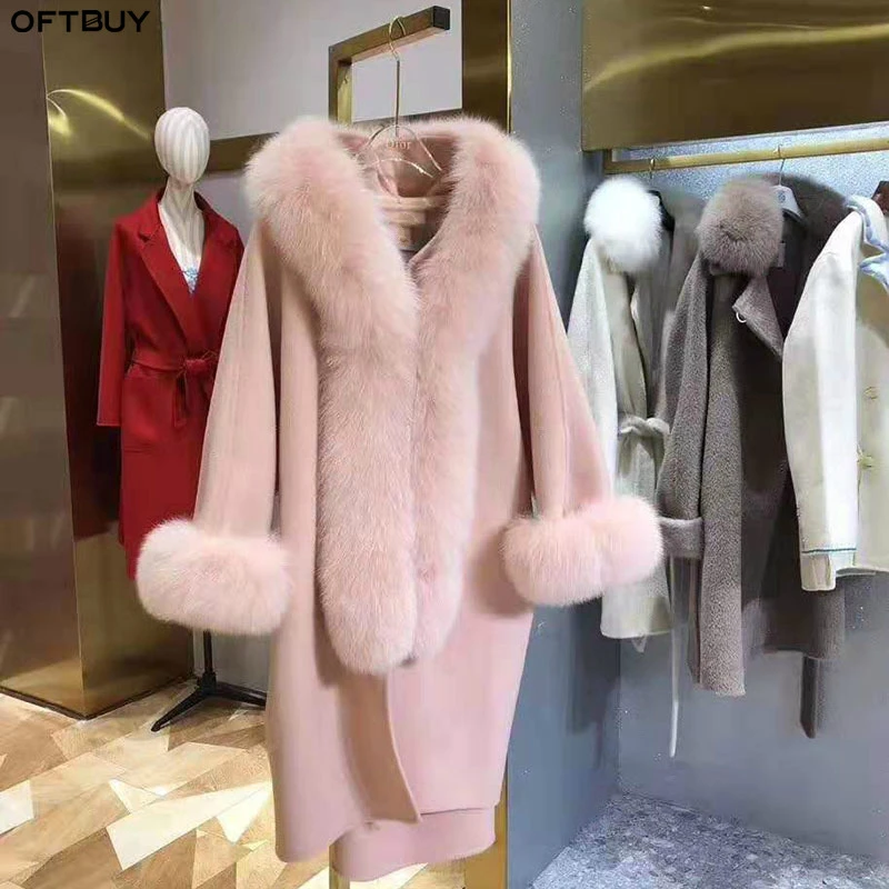 OFTBUY 2021 зимняя женская куртка с натуральным лисьим мехом и воротником из кашемира