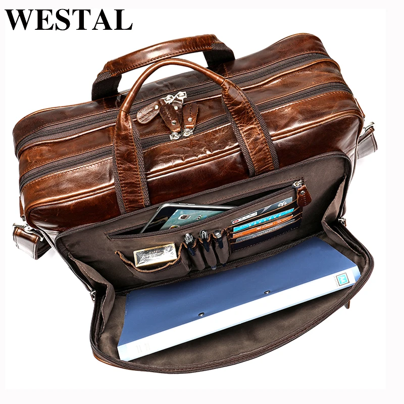 Портфель WESTAL мужской из натуральной кожи сумка для ноутбука офисный саквояж