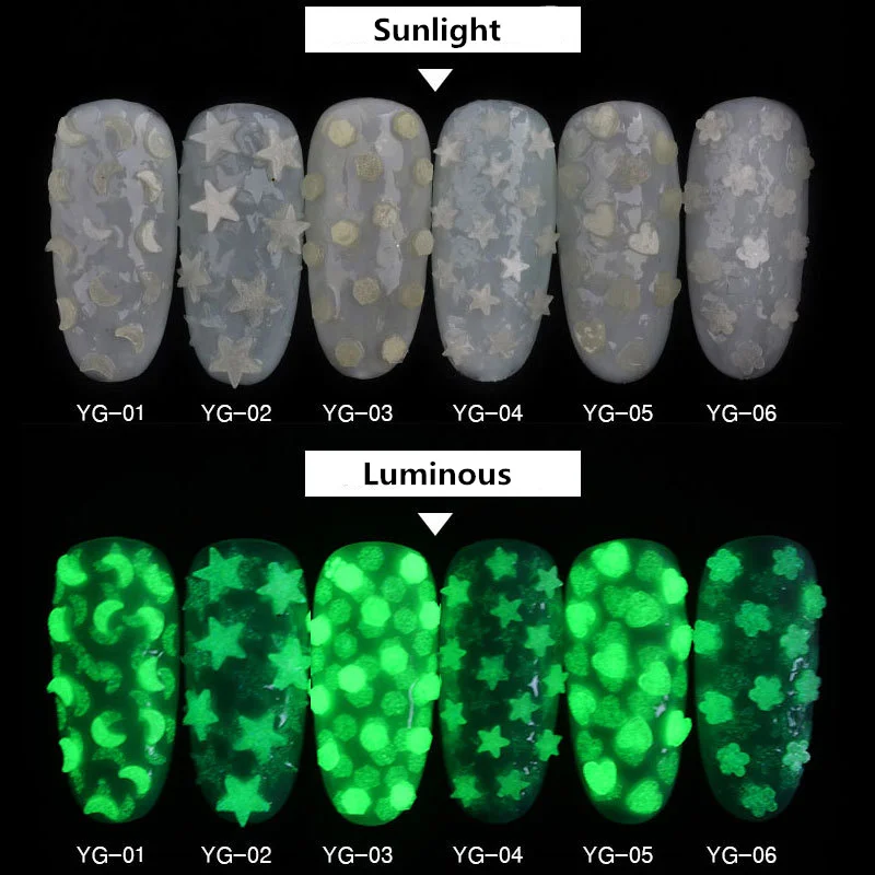 

Luminous Nail Glitter Stars Sequins Studs Nail Art Glitter Sequins 3D Luminous Stickers