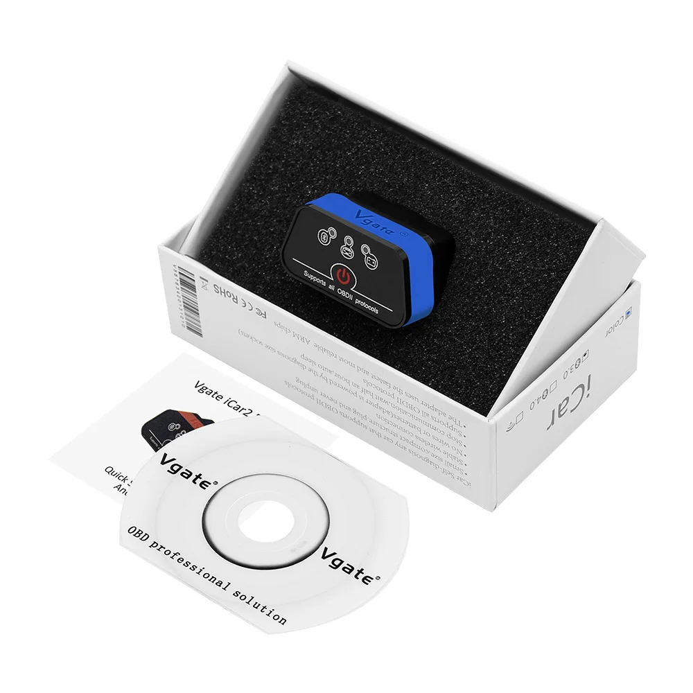 Vgate iCar Bluetooth 3,0 ELM327 v2.1 OBD2 сканер кода автомобиля OBDII протоколы Поддержка Android/Windows Система obd2 сканер
