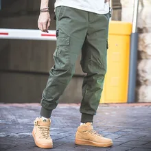 Мужские брюки-карго с карманами и эластичной резинкой на талии, штаны-шаровары в стиле хип-хоп, спортивные штаны, повседневные брюки для бега, Мужская Уличная одежда