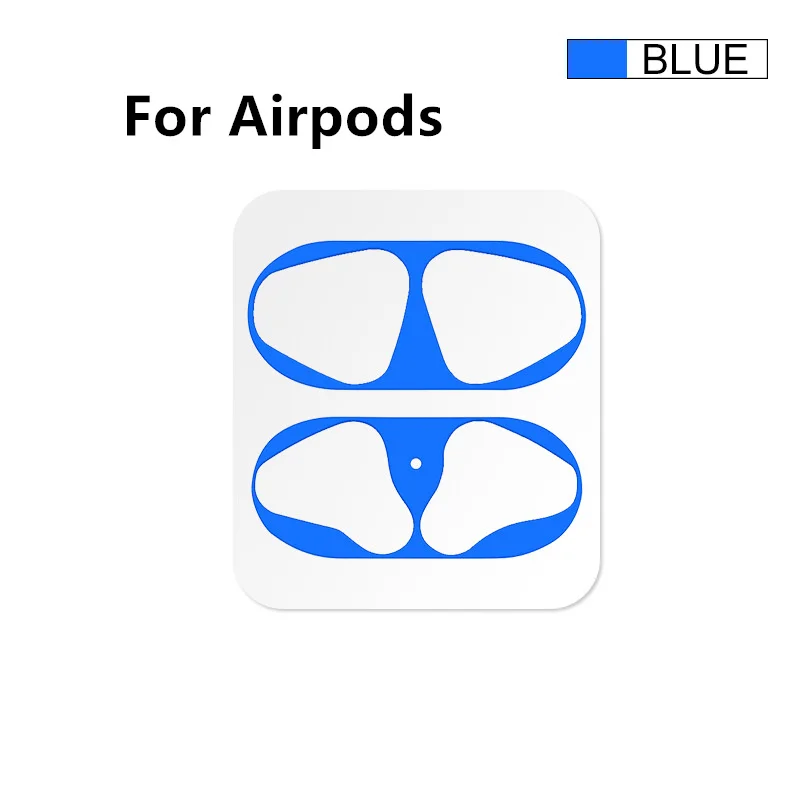 Защита от пыли для Apple Airpods Bluetooth наушники металлические для Airpods 2 Air Pods беспроводные наушники зарядная коробка защита от пыли - Цвет: blue for airpods