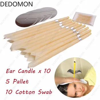 

Ear Cleaner Hopi Ear Candle 10Pieces Wax Remover Horn Earplug Tray Round Aromatherapy Ear Candle Indiana Candling Fragrance