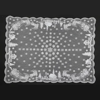 

Christmas Tablecloth Snowflake Elk Lace Table Cloth Glass Table Cover Polyester Christmas Room Wedding Decor Wedding Products