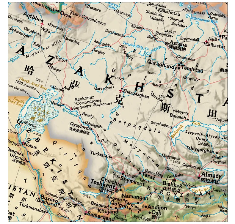 Ретро Карта Азии 845x965 мм/33,3x38 дюйма двуязычная(китайский и английский или другой язык) Настенная карта Фреска плакат(бумага сложенная