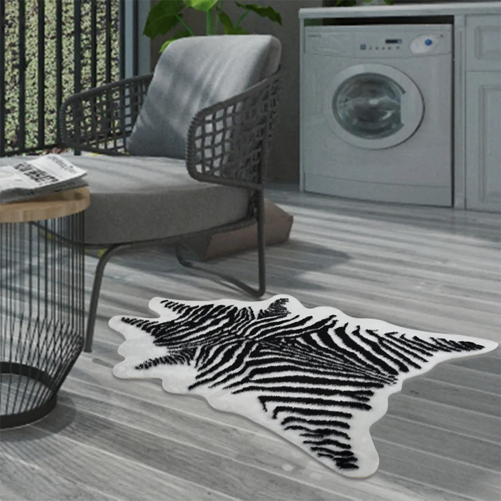 220*170cm zebra animal Printed Carpet Velvet Imitation Leather Rugs Fur Animal Skins Natural Shape Carpets Non-slip Mats 4