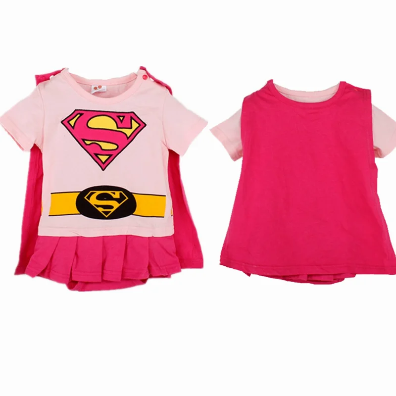 

Super Girl Baby Grow Funky Cute Romper Toddler Superbaby Fancy Pink Dress with Cape Outfit Gift (2-18 Months) Free Ship
