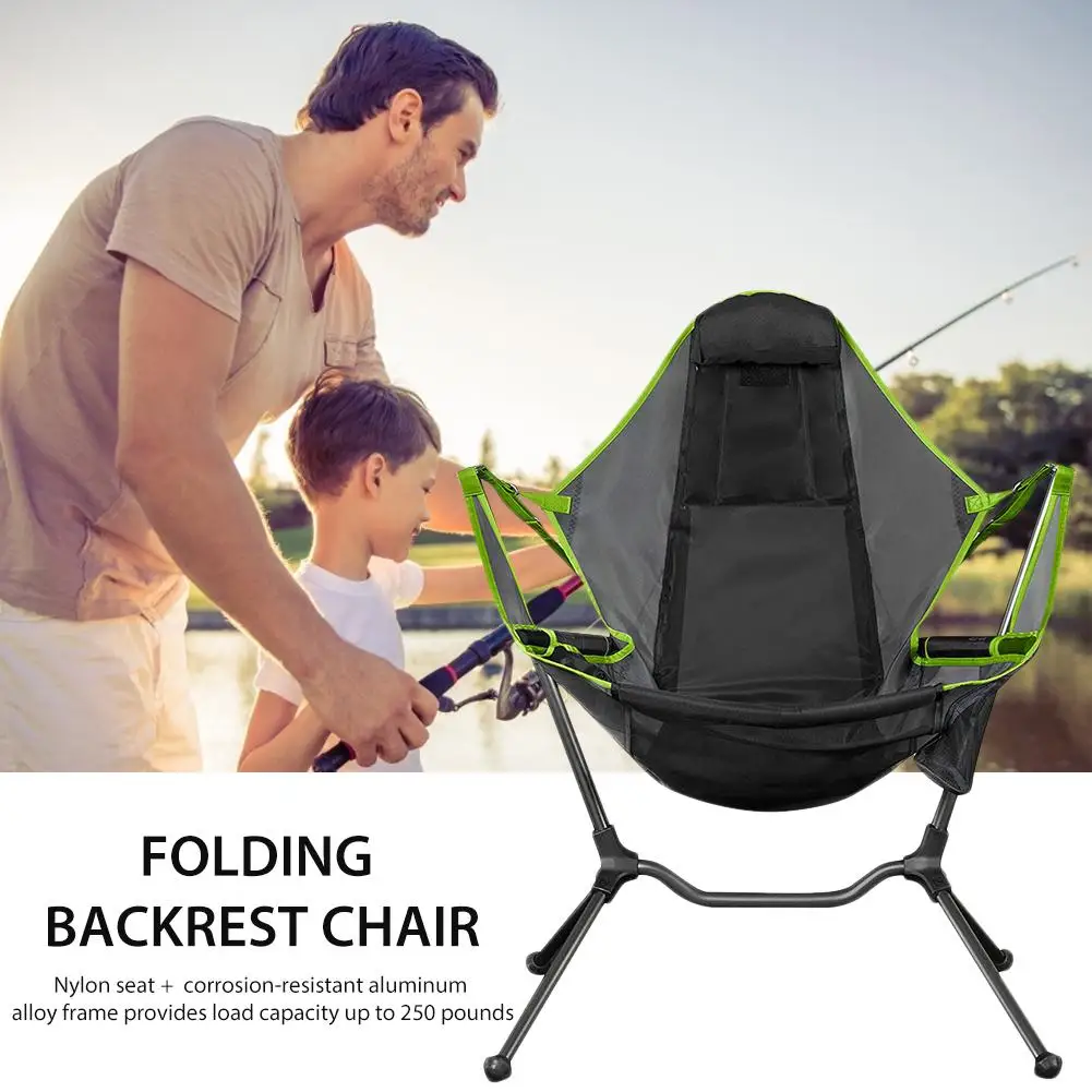 Outdoor Fishing Camping Chair Foldable Portable Garden Moon Chair Relaxation Swing Chair With Comfort Footrest
