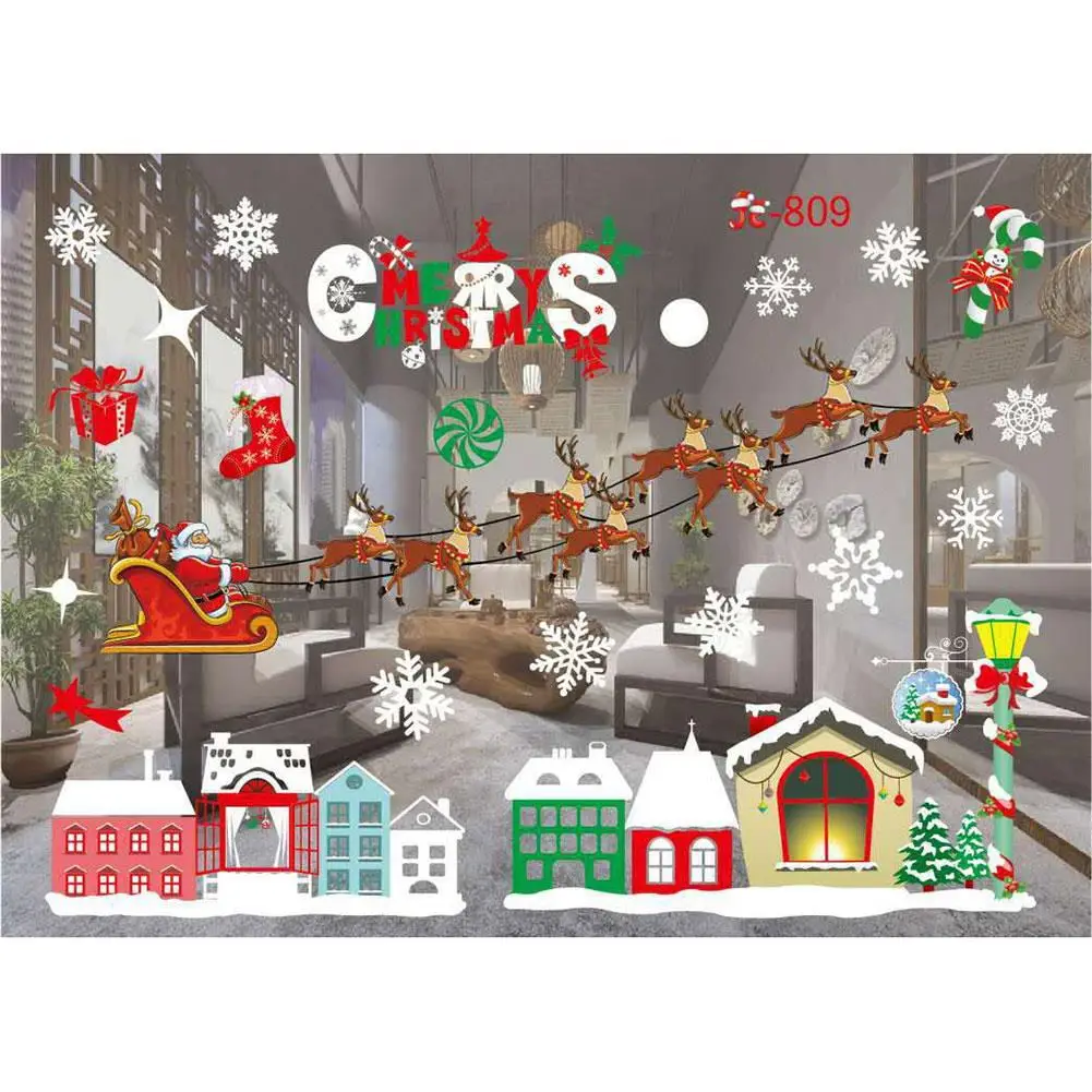 

2pcs PVC Christmas Removable Decorative Window Sticker Wall Decals Home Decor