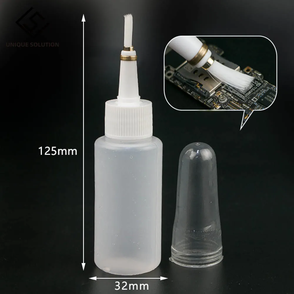

50ml Rosin Bottle With brush Washing Water Brush Bottle for Mobile Phone Mainboard chip IC PCB Cleaning Welding Repair