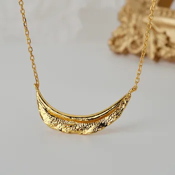 

925 Sterling Silver Folds Texture Tree Leaf Necklace For Women Men HipHop Irregular Plant Pendant Adjustable Choker Neck Jewelry