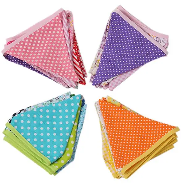 

Cotton Fabric Banners Pennant Wedding Hanging Flag Bunting Decor Party Birthday Wedding Baby Shower Garland Tent Decor