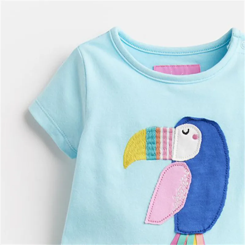 Little Maven/Новинка г.; летняя детская одежда с короткими рукавами для девочек; детское милое платье с вышивкой «попугай» для девочек; платья; От 2 до 7 лет
