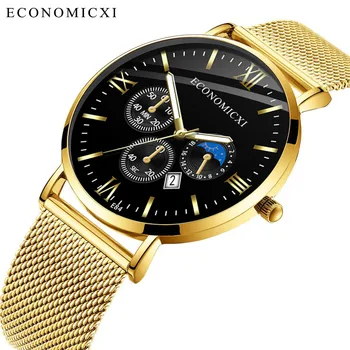

ECONOMICXI Watch For Men Luminous Mens Watches Top Brand Luxury Watch Men Stainless Steel Wristwatch часы наручные мужские saat