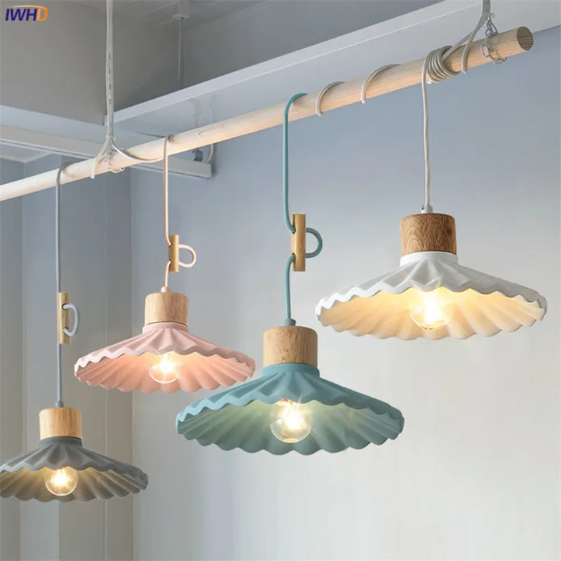 

IWHD Color Nordic Simple LED Pendant Lights Fixtures Restaurant Bedroom Living Room Light Modern Cement Hanging Lamp Lighting