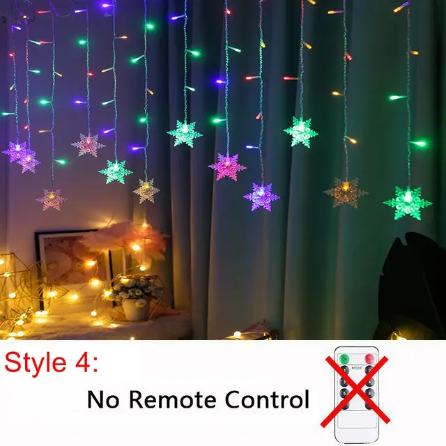 LED Christmas String Lights Garland Fairy Lights Star Lamp Outdoor Curtain Decor for Party Holiday Wedding New Year Decoration multicolor 4