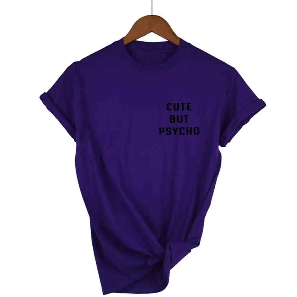 purple 1 Harajuku футболка для женщин милая but Psycho рубашка Tumblr saking одежда карманные футболки - Цвет: purple 1