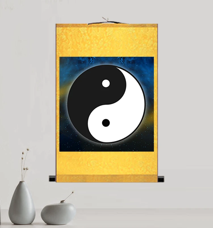 

Tai Chi Eight Diagrams, Feng Shui prosperous house in the book of changes,Taoist Yin Yang eight diagrams silk hanging painting