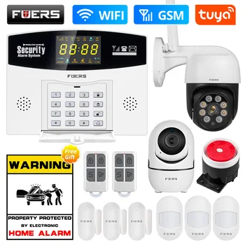 Fuers-sistema de alarma inteligente Tuya para el hogar, alarma antirrobo con WIFI, GSM, pantalla LCD a Color, Sensor de movimiento de seguridad para el hogar