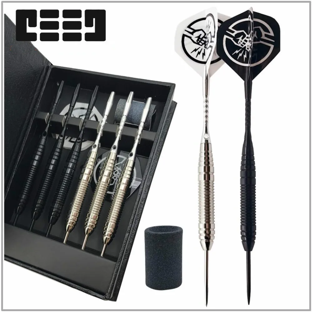 

Quality 6 PCS Professional White/BLACK Darts With free Case 25g Steel Tip Darts with Iron Copper Barrel for Indoor Game Sports