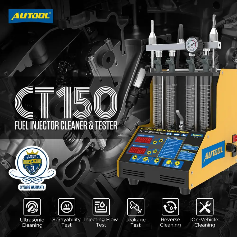 Автомобильный тестер топливного инжектора AUTOOL CT150 Очистительная Машина очистки
