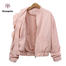 Осень, женские зимние куртки, короткие, подходят ко всему, Женские базовые пальто, модные, с оборками, с длинным рукавом, уличная верхняя одежда размера плюс 3XL