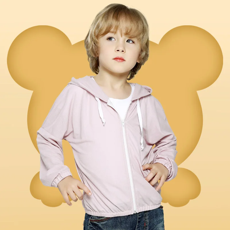 Kids Clothing Linen Cotton Sunscreen Shirt For Boys Girls Cardigan Top Anti Mosquito Outdoor Hooded Jacket Wormwood 2-12y