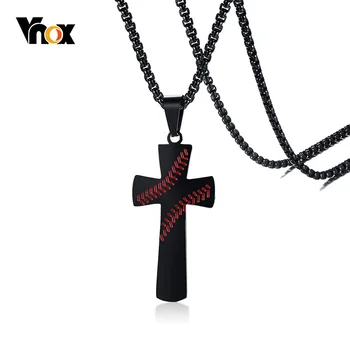 

Vnox Baseball Cross Pendant Bible Verse Men Necklace Philippians 4:13 Stainless Steel Christ Prayer Casual Jewelry 24" Chain