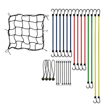 

New-27Pcs Outdoor Elastic Band Elastic Rope Set with Hooks, Rubber Elastic Shoulder Straps, Plastic Metal Hooks