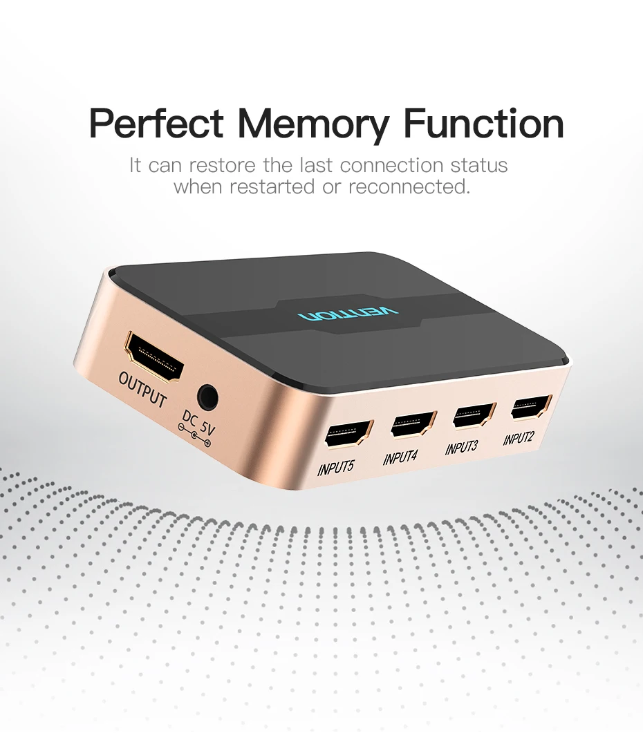 Vention HDMI разветвитель 5 входов 1 выход HDMI переключатель 5x1 для xbox 360 PS4 Smart Android HDTV 4K 5 в 1 выход HDMI переходник