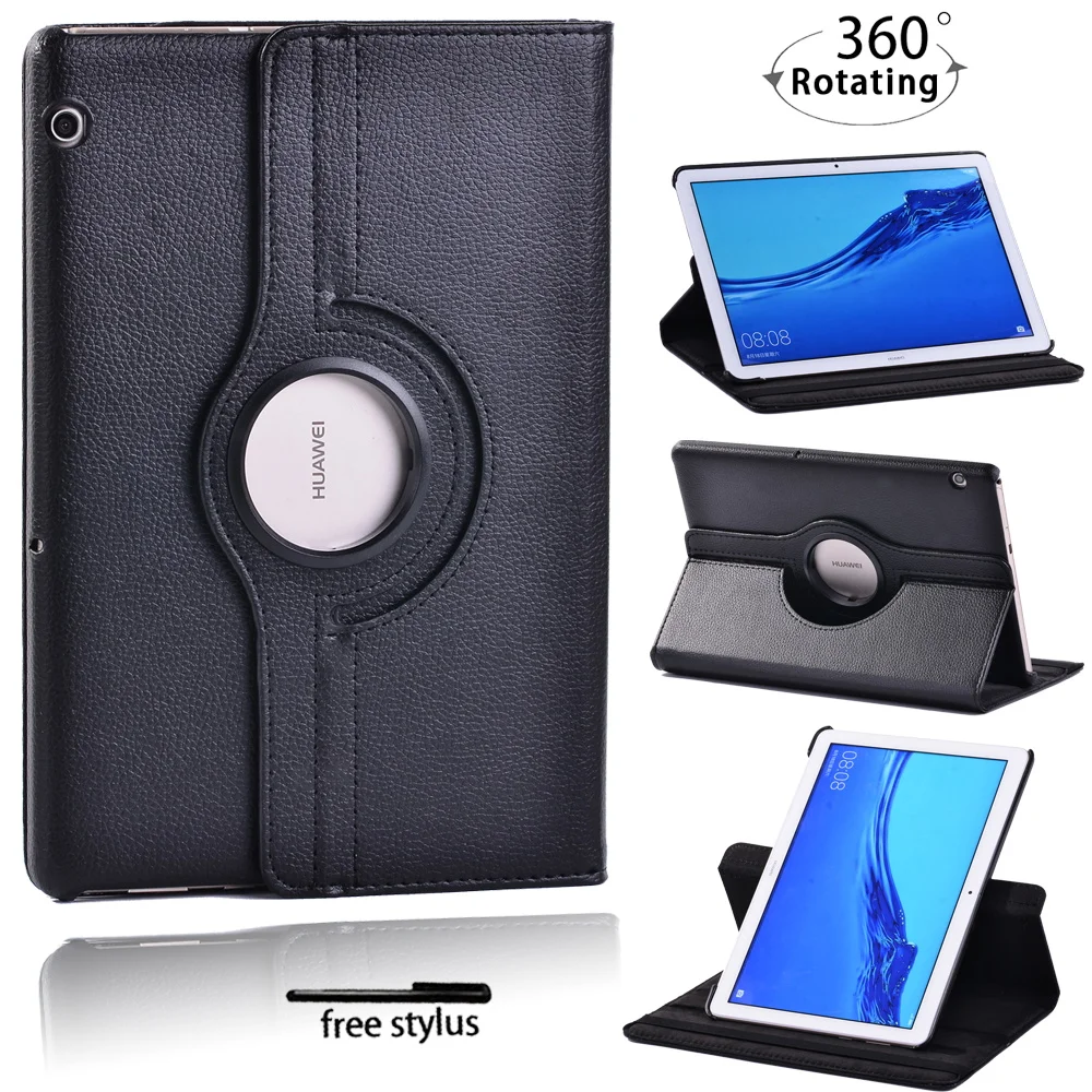 Girando Case Suporte para Huawei Mediapad t3 10 9.6 Mediapad t5 10 10.1 dos Desenhos Animados Plutônio Couro Tablet Capa Protetora Mais Stylus - Imagem 2