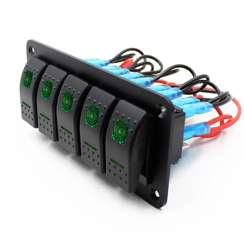 12 V-24 V 5 Gang green кулисный переключатель Панель автомат защити цепи лодка морской Водонепроницаемый
