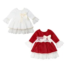 Прямая, От 1 до 6 лет, Рождественская одежда для малышей Одежда для маленьких девочек платье принцессы кружевные вечерние платья для торжеств рождественские платья