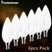 

6 Pieces/set Led Light E14 LED Lamp Indoor Warm Cold White Light 5W LED Candle Bulb Low-Carbon Life Home Decor Chandelier