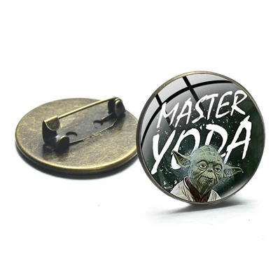 SONGDA Cool Baby Yoda Металлическая Булавка Броши мандалорский ребенок йода Забавный принт стекло драгоценный камень значки на рюкзак одежда шляпа аксессуары - Окраска металла: Style 19