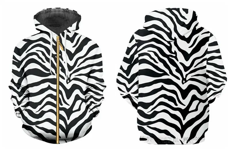 zip up hoodie Мужские толстовки с капюшоном на молнии с 3d принтом, забавный рисунок зебры, толстовка с капюшоном, модные мужские и женские хип-хоп куртки на молнии с капюшоном, XS-7XL - Цвет: zip up hoodie