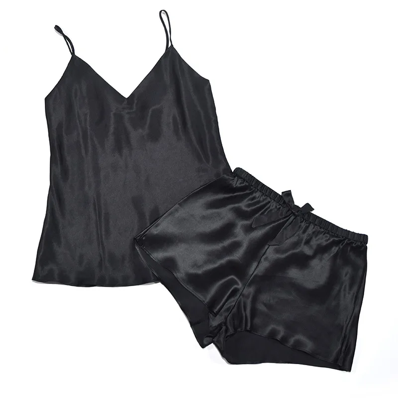 100% Mulberry Silk silk pamas Suit Set for women ladies summer shorts two-piece sexy cool home service_voghion.com