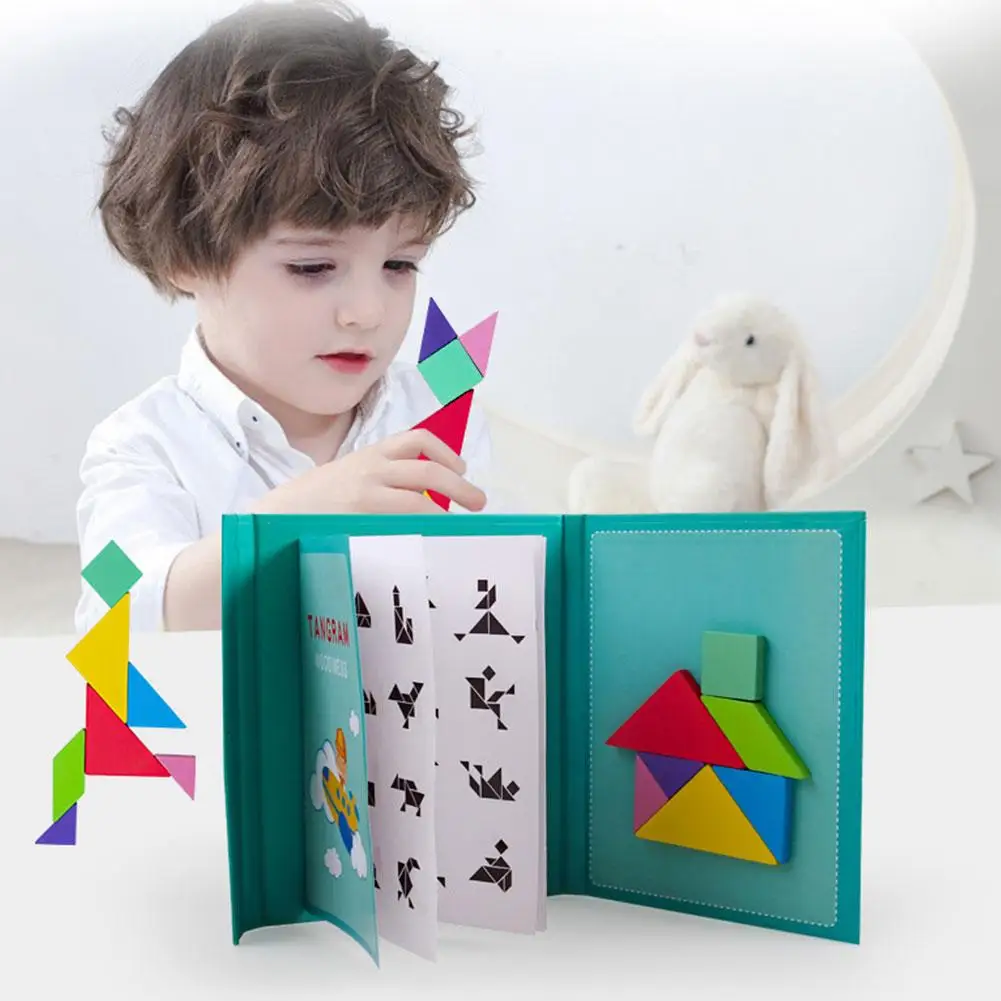 Tangram Игра Головоломка путешествия игры головоломки Красочные книги форма обучающая игрушка для малышей Дети