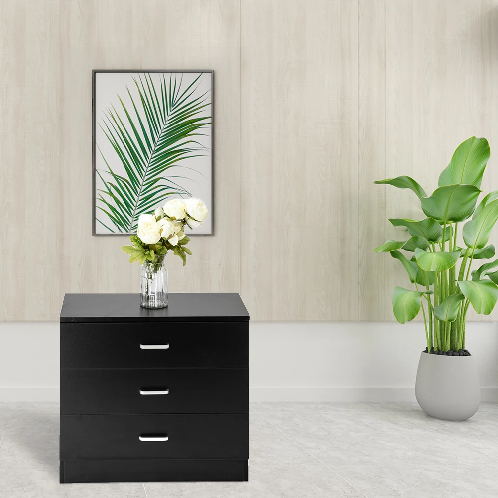 

Wood Simple 3-Drawer Dresser Black Made High Quality Material Elegant fine workmanship bedroom furniture nightstand