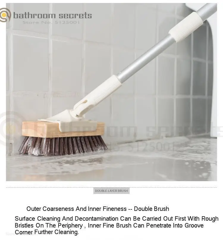 Marble Long Handle Wooden Brush Hard Hair Floor Brush To Brush Bathroom Tile Brush Non-wireless Electric Cleaning Brush